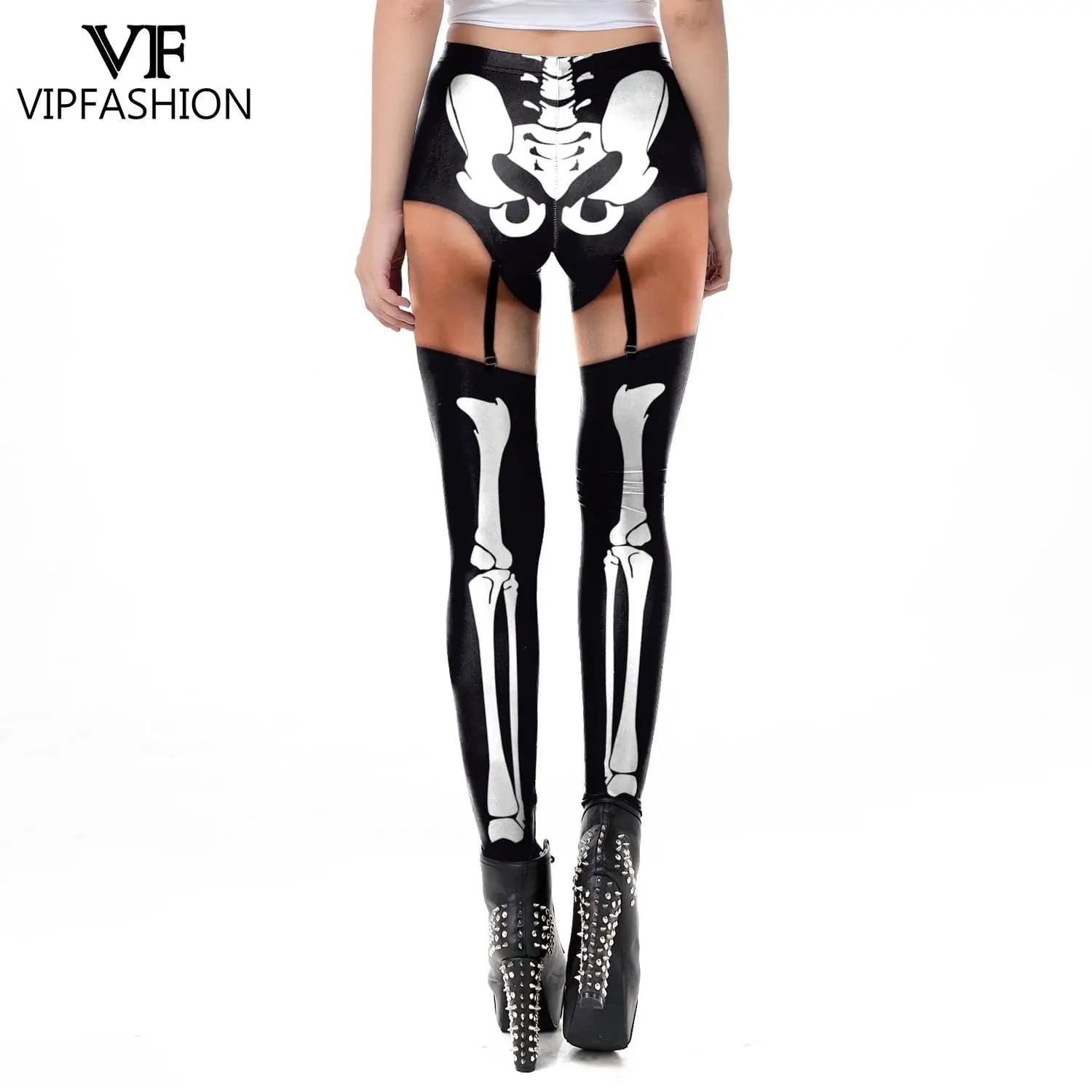 VIP FASHION – Leggings squelette pour femmes, pantalon slim élastique, Sexy, Costume d'halloween, im