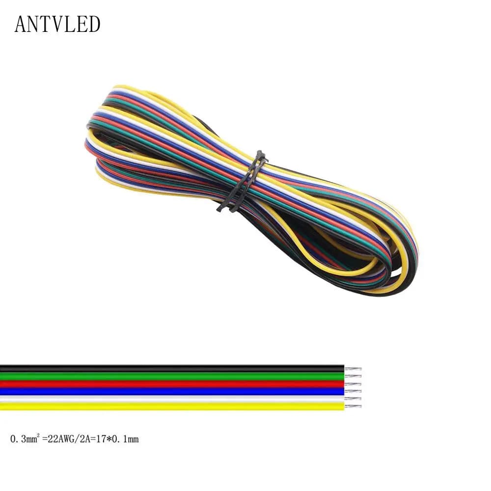Câble métallique Led 22awg, 5m/10m/50m/100m, 2 broches/3 broches/4 broches/5 broches/6 broches pour 