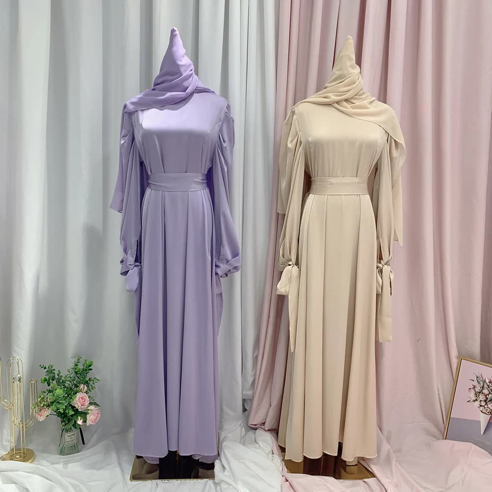Robe Longue en Satin pour Femme Musulmane, Abaya, Hijab, Éducatif, Dubaï, Ramadan, Eid Mubarak, Arab