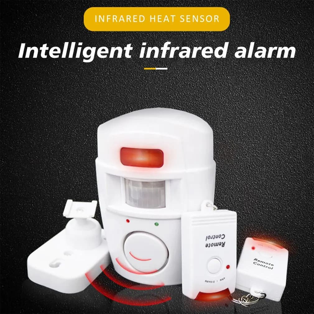 Mini alarme télécommandée sans fil, avec détecteur de mouvement infrarouge IR et sirène forte de 105