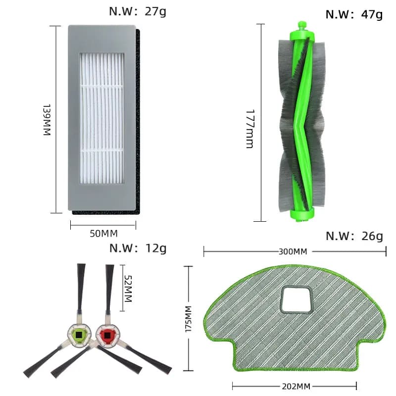 Pour iRobot Roomba Combo 111 / 113 R 113840   Brosse latérale principale, filtre Hepa, tissus de vad