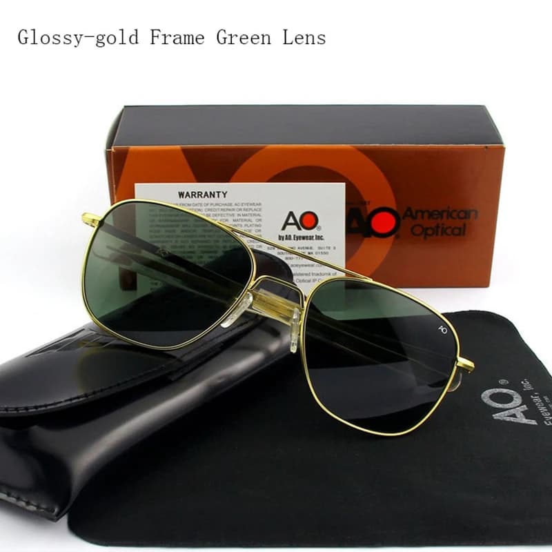 Top qualité armée américaine militaire pilote AO lunettes de soleil lentille en verre hommes marque 