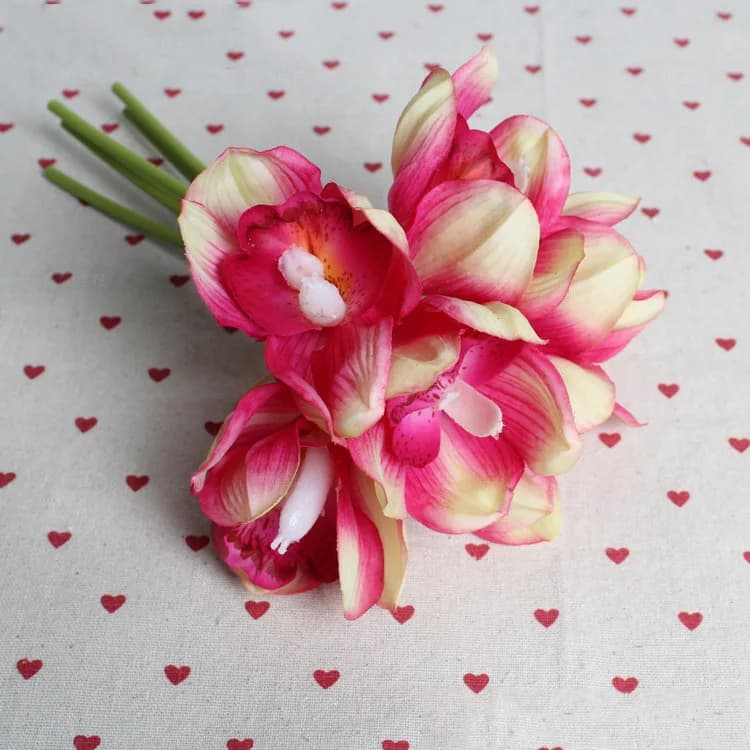 Fleur d'orchidée artificielle pour la décoration de mariage, orchidée en latex, 6 têtes par paquet, 