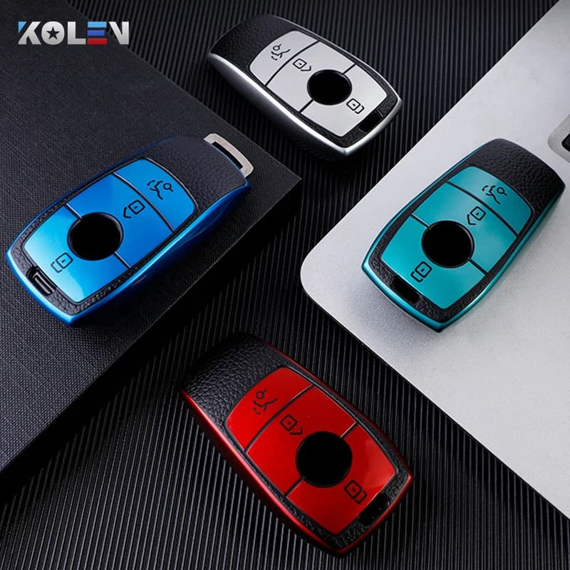 Coque de protection pour clé télécommande de voiture, PU + TPU, pour Mercedes Benz A C E S G GLS cla