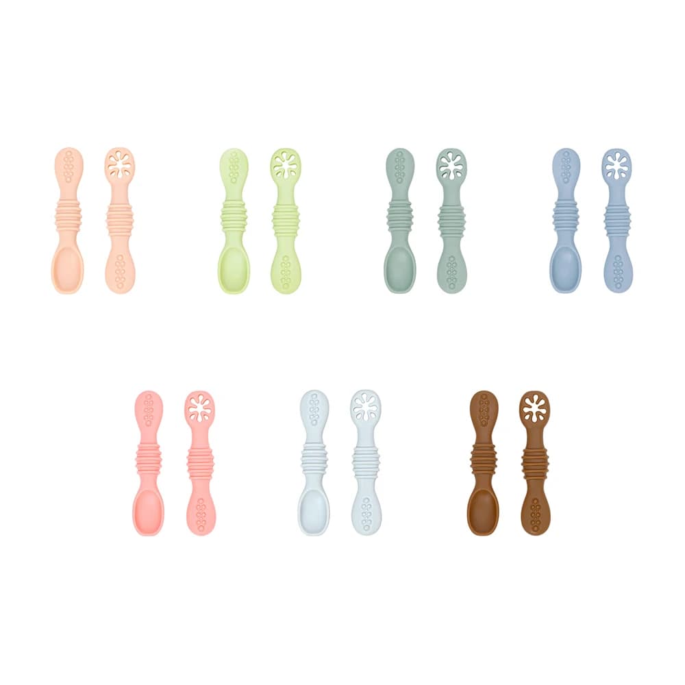 Ensemble cuillère et fourchette pour bébé, cuillère collante en Silicone de qualité alimentaire, cou