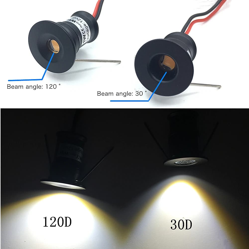 Petit Spot lumineux 1W Mini projecteur LED 12V Dimmable 15mm découpe encastré Downlight IP65 plafonn