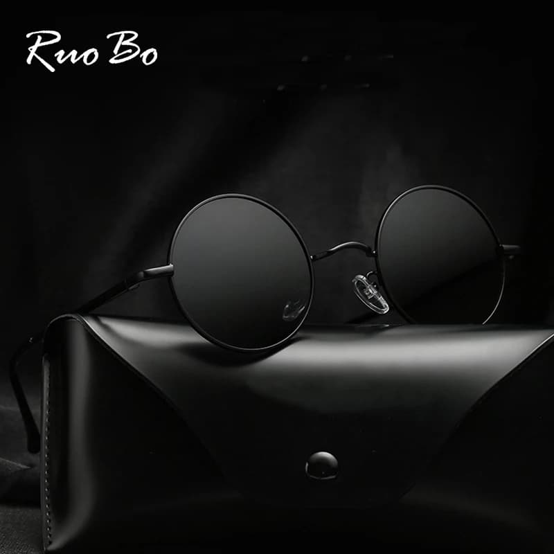 RUOBO – lunettes de soleil rétro polarisées à monture métallique ronde, pour hommes et femmes, lunet