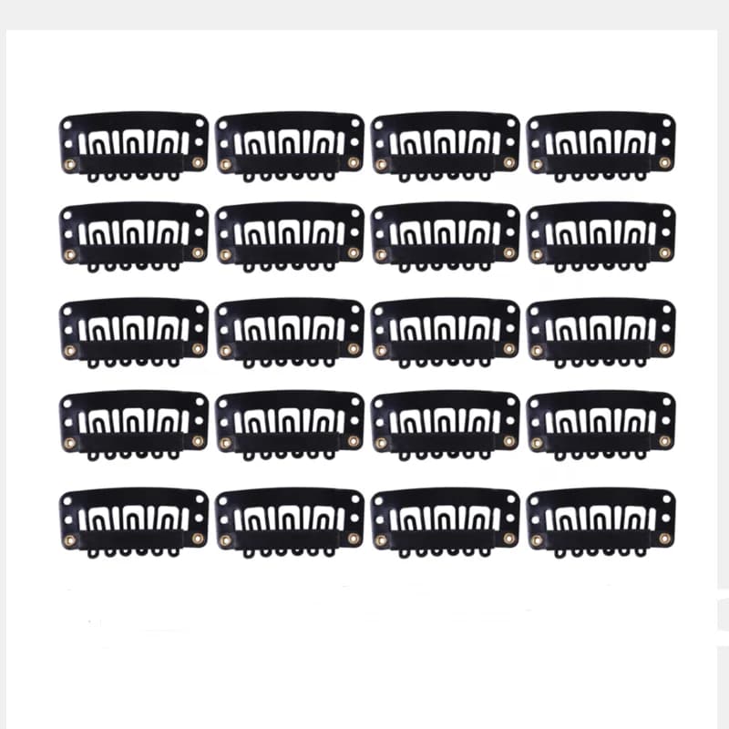 Clips de perruques en forme de U de 32mm, 20 pièces, avec dos en silicone pour Extensions de cheveux