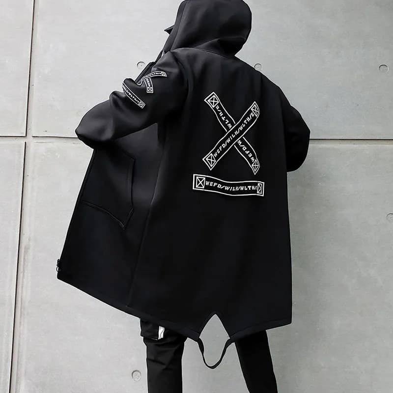 Nouveaux hommes Streetwear noir vestes et manteaux Hip Hop Harajuku à capuche hommes coupe-vent pard