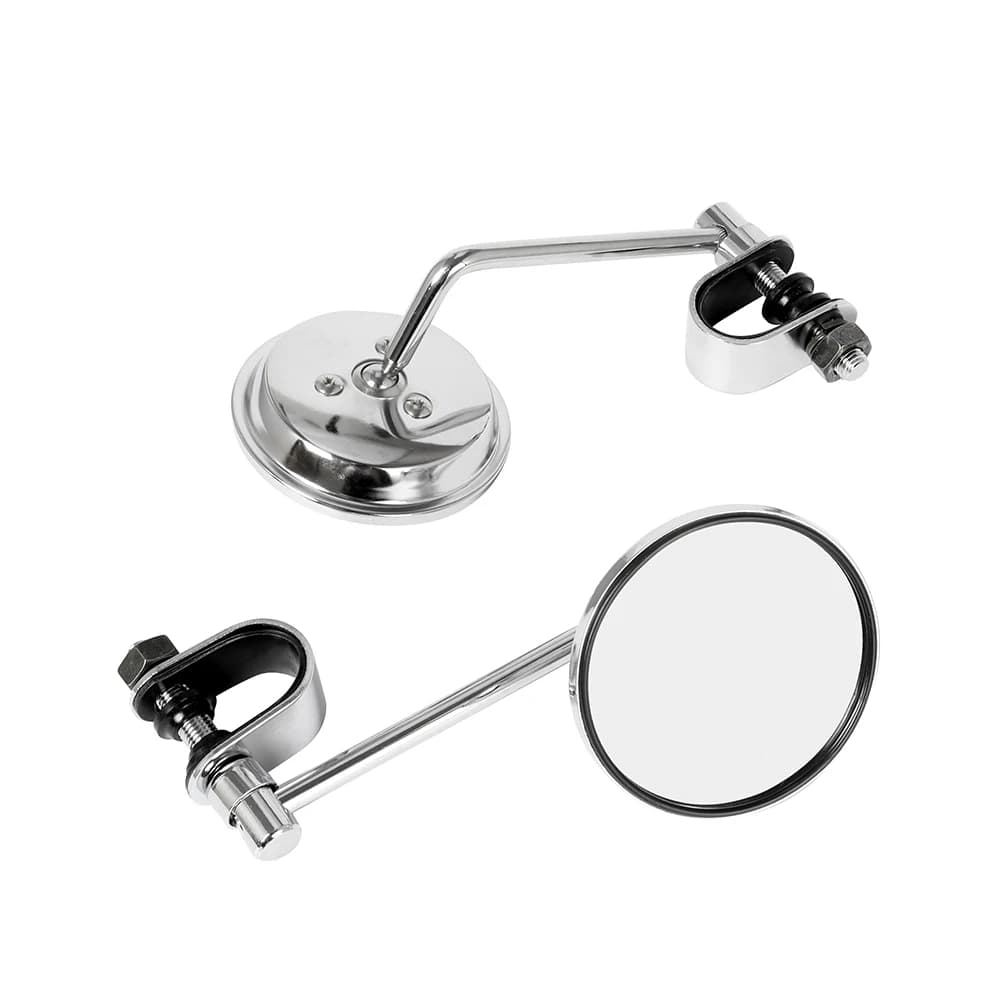 Paire de rétroviseurs de guidon de moto ronds convexes à clipser 22-25mm noir rétro pour Harley Hond