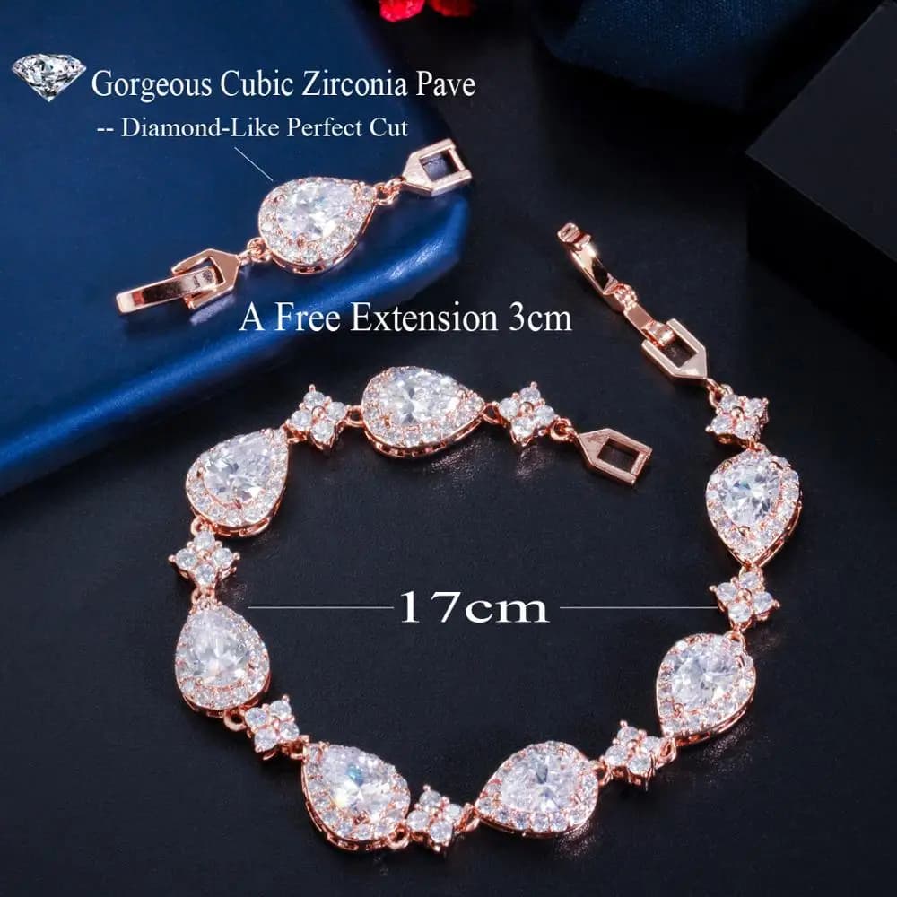 CWWZircons – Bracelet de Tennis en zircon pour femmes, grande goutte d'eau cubique, couleur or Rose,