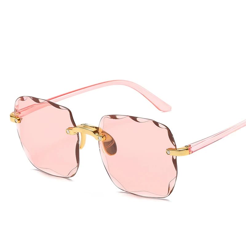 Lunettes de soleil carrées sans monture pour femmes et hommes, marque de luxe, styliste, été, rouge,
