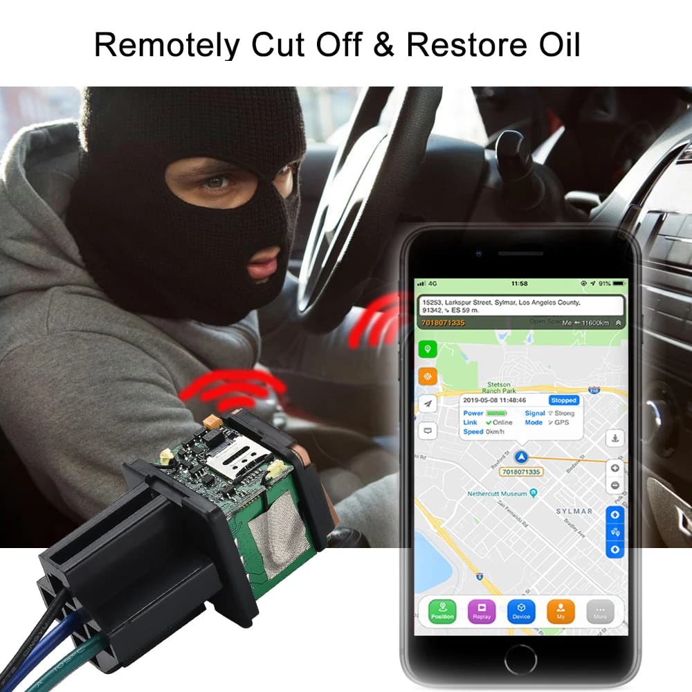 Traceur GPS de voiture 4G ST-907L, dispositif de relais de suivi, télécommande, surveillance antivol