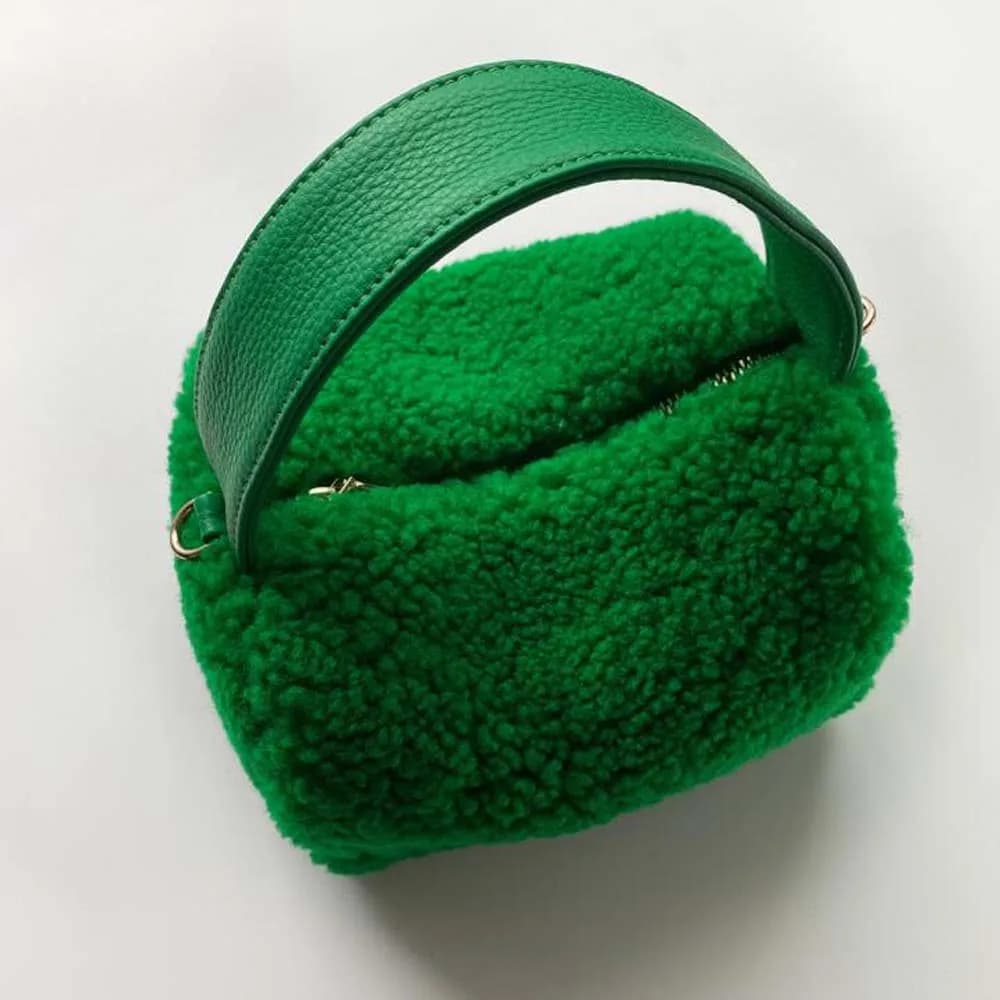 Mode fourrure laine d'agneau sacs à main rabat femme conception doux en peluche filles chaîne messag