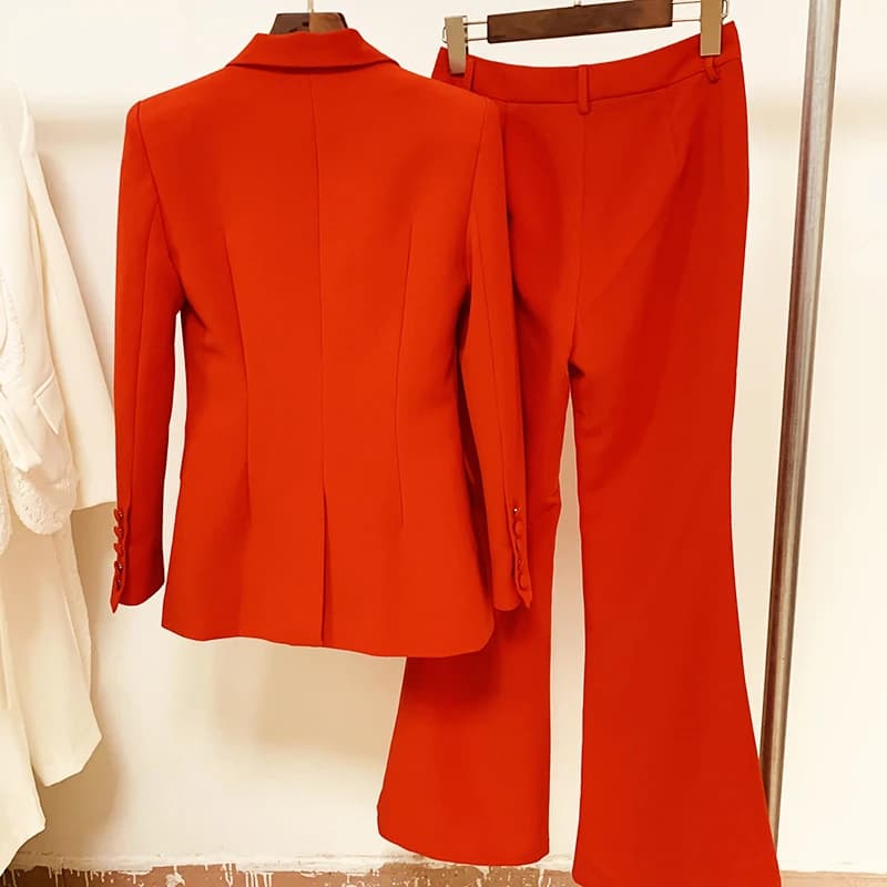 Ensemble de costume Blazer de styliste pour femmes, haute qualité, nouvelle mode, bouton unique, rou