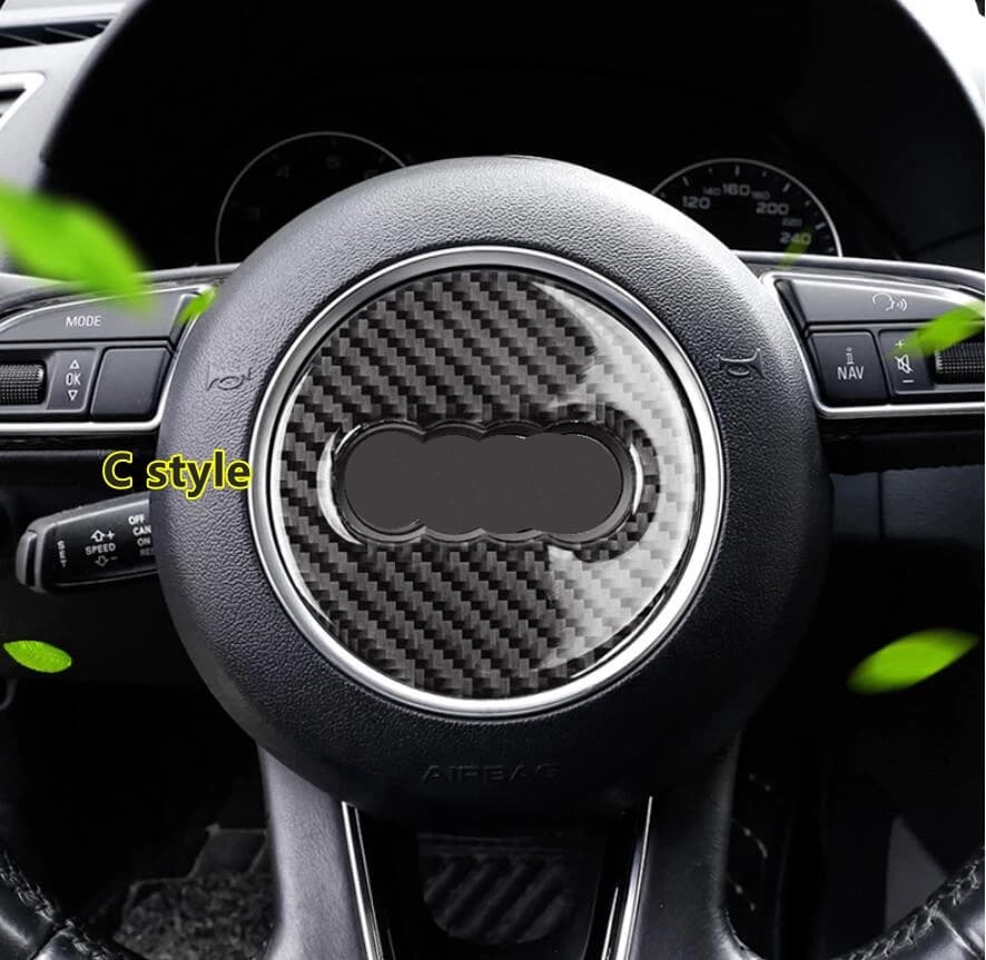 Autocollant de Logo de volant de voiture en Fiber de carbone, couverture de cadre pour Audi A1 A3 A4