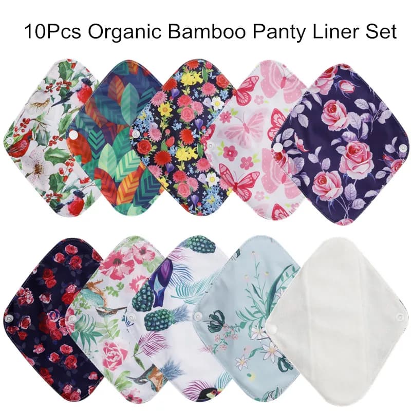 Coussinets hygiéniques réutilisables en Fiber de bambou, 10 pièces, serviettes hygiéniques féminines