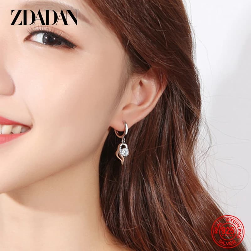 ZDADAN 925 en argent Sterling cristal Zircon boucle d'oreille pour les femmes bijoux de mode