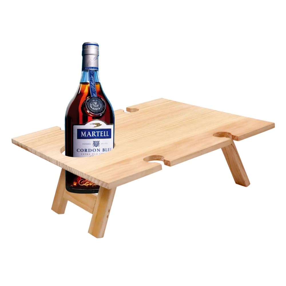 Table de pique-nique en bois pliable et Portable, petite Table de Snack avec 4 porte-verres à vin re