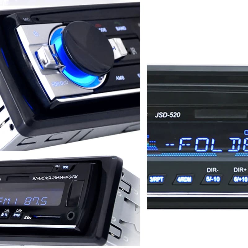 Autoradio avec Bluetooth, 1 Din, 12V, Lecteur Audio de Voiture, Régule 3 60W x 4, Radio FM, Musique,