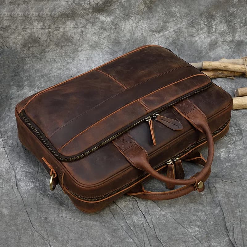Porte-documents rétro pour ordinateur portable, sacs à main en cuir véritable, sac d'affaires décont