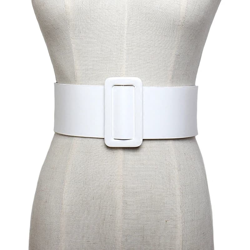 Ceinture en cuir blanc pour femme, large, ronde, carrée, cool, qualité supérieure, jeans féminins, e