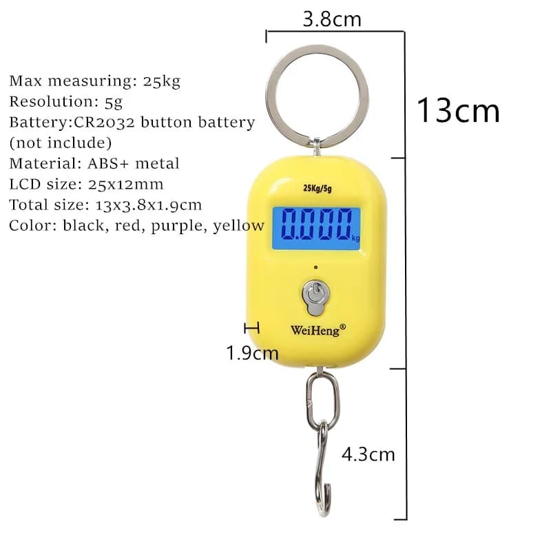 Mini Balance numérique de pêche électronique 25Kg 5g, Balance de poche pour bagages avec crochet sus