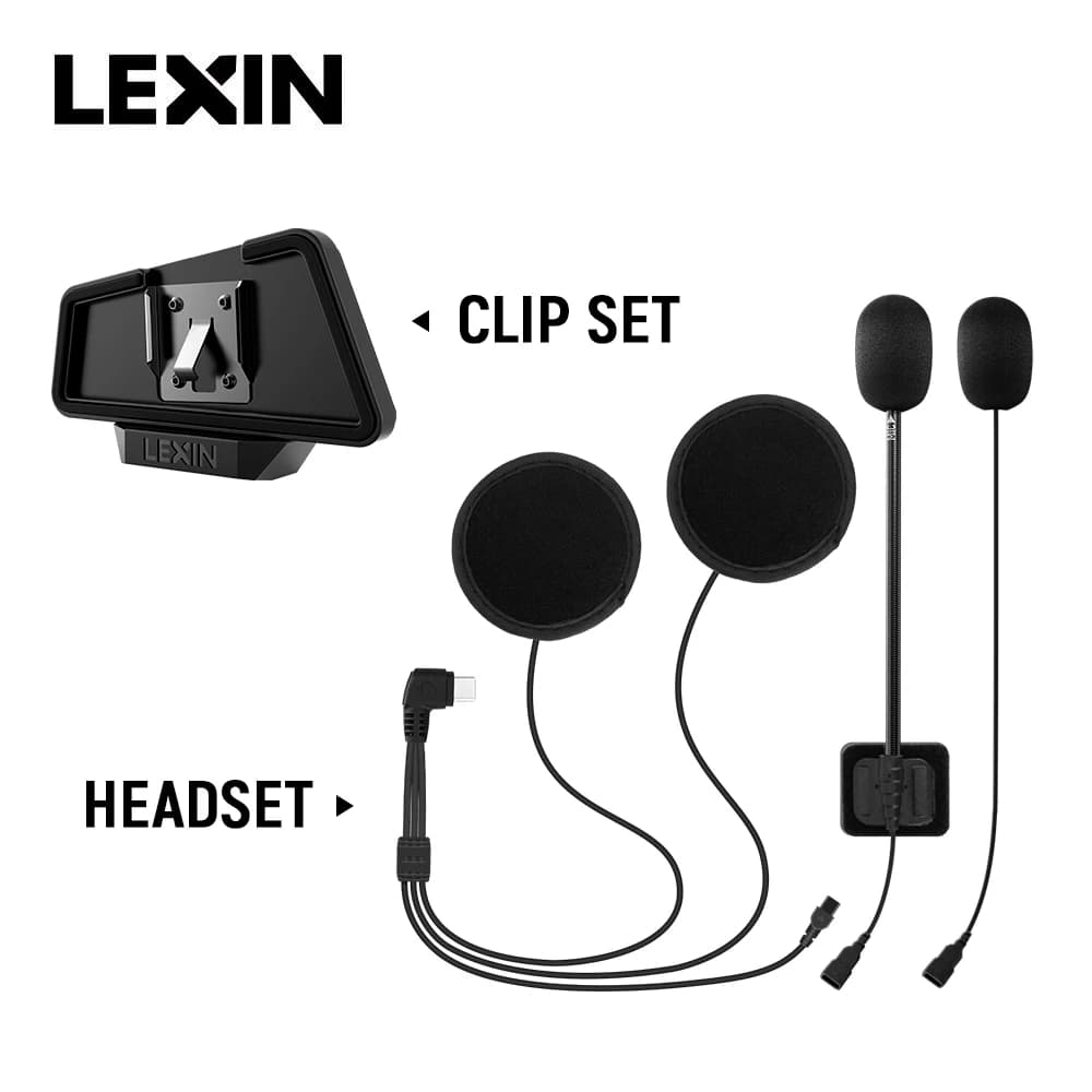 LEXIN LX-B4FM-X interphone casque et jeu de clips pour casque complet/demi avec prise Jack casque Bl