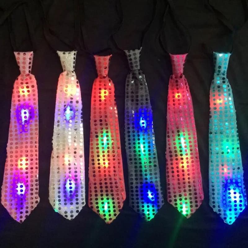 10 pièces hommes nœuds papillon LED clignotant éclairer paillettes garçons cravate Club fête de noël