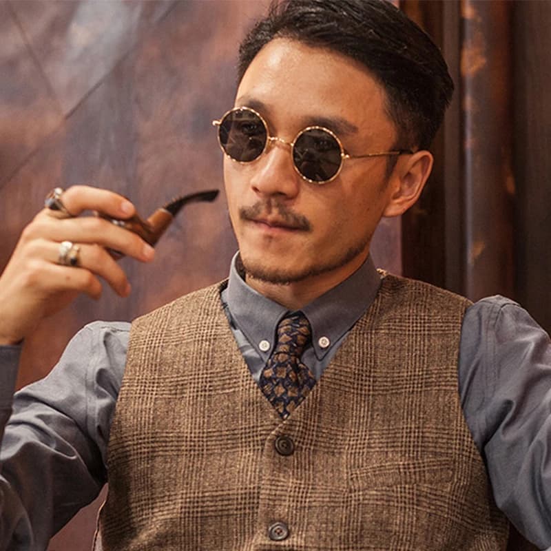 RUOBO – lunettes de soleil rétro polarisées à monture métallique ronde, pour hommes et femmes, lunet
