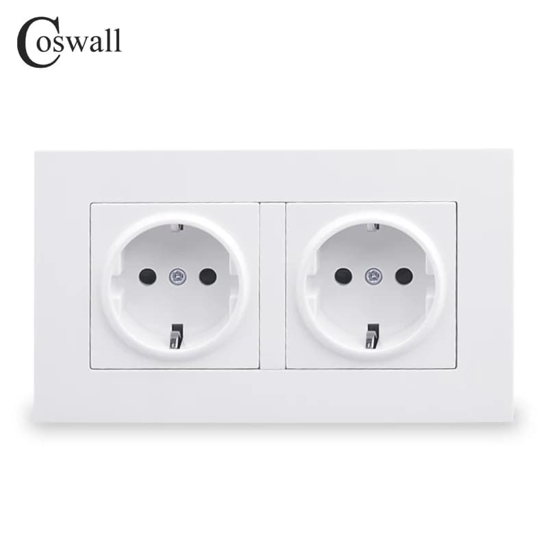 Coswall – panneau PC Style Simple, Double prise murale ue russie espagne, mise à la terre avec porte