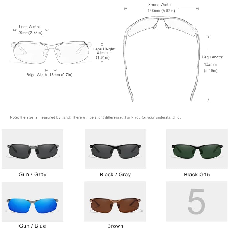 Véritable KINGSEVEN polarisé hommes lunettes de soleil en aluminium conduite miroir lentille mâle lu