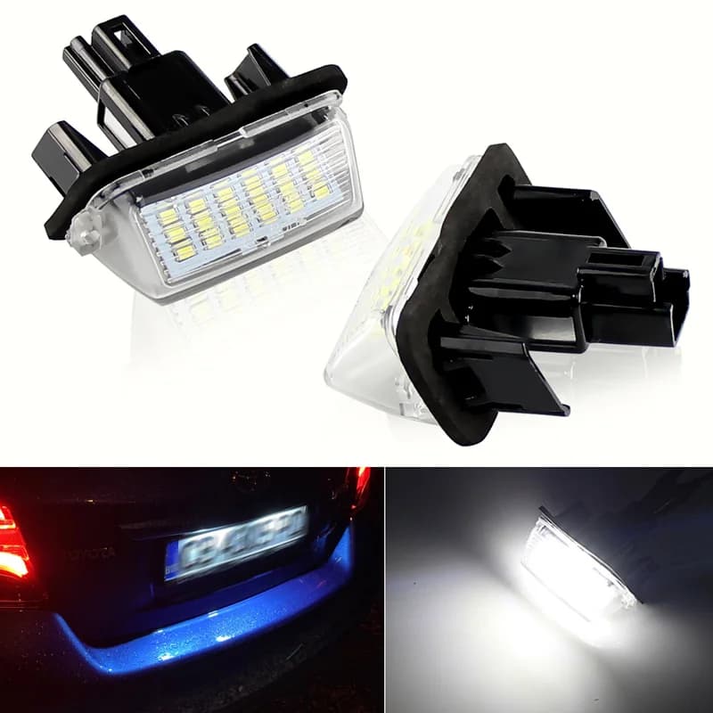 2 pièces de feux de plaque d'immatriculation de voiture, lampes LED blanches sans erreur pour Toyota
