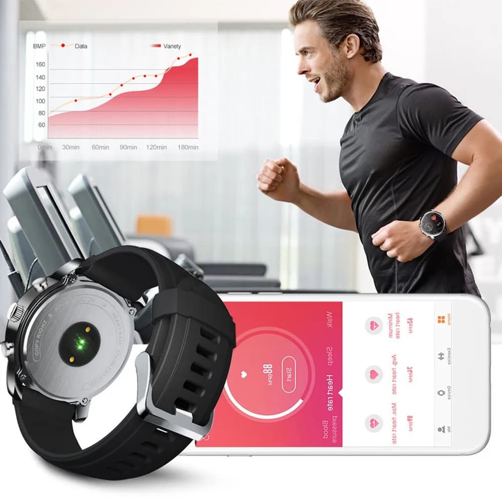 T3PRO t3 montre hybride double temps mouvement à Quartz japonais écran IPS affichage des messages ra