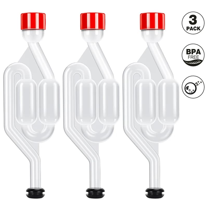 3 pièces sas en forme de S, bouchon Carboys de sas à bulles pour brassage à domicile et Valve d'étan