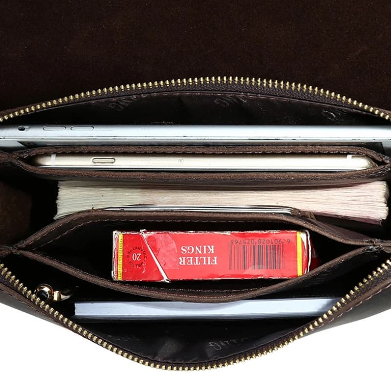 Grand portefeuille en cuir véritable pour homme, pocommuniste de jour, sac à main de style vintage, 