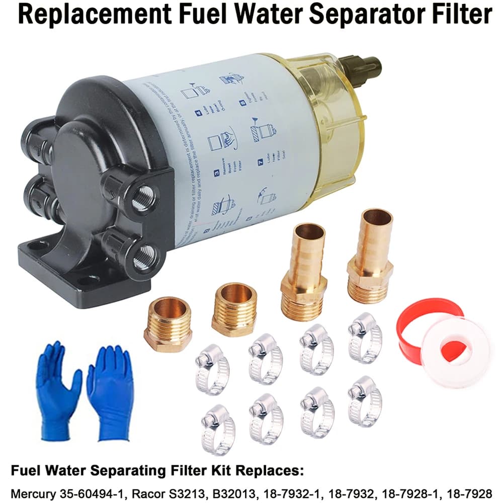Ensemble de filtre séparateur d'eau et de carburant S3213, Compatible avec moteur hors-bord Mercury 