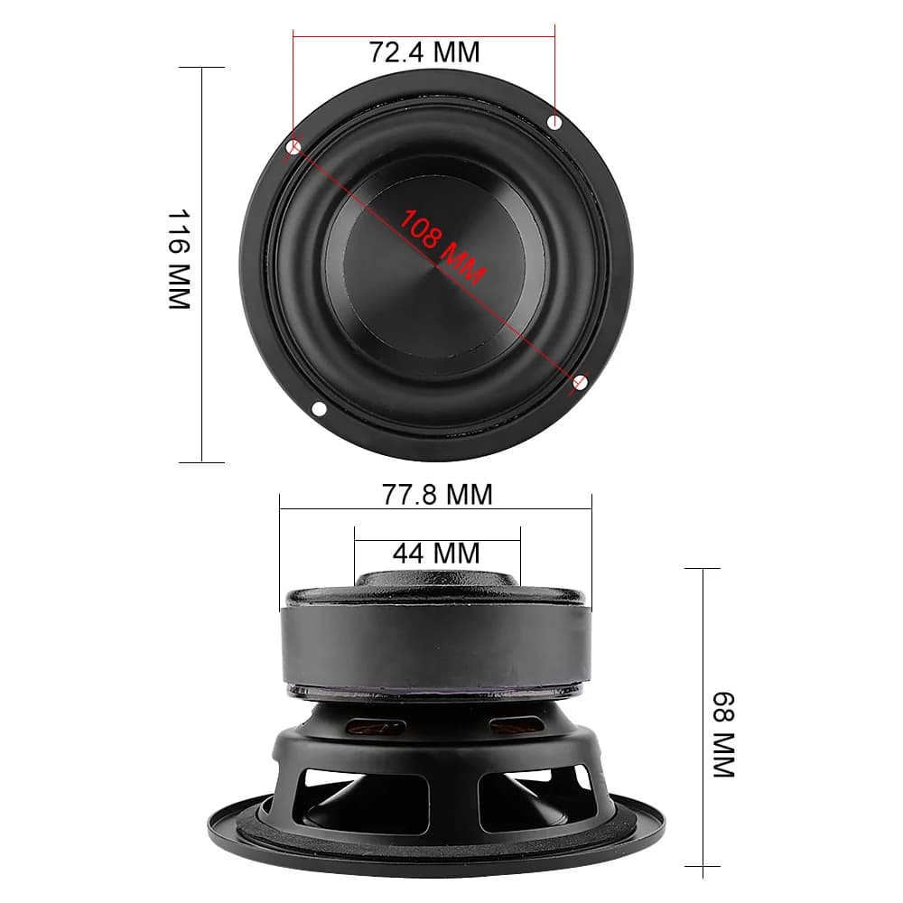 AIYIMA 1 pièce Haut-parleur Subwoofer 4 pouces 100W 4/8 Ohm Super Woofer Haut-parleur de son BASS Ét