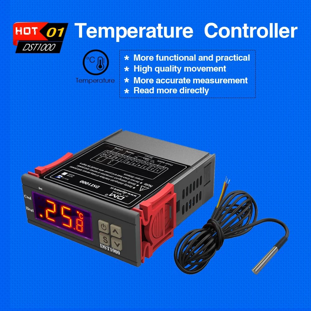 Thermostat numérique LED DST1000, régulateur de température, AC 110V 220V DC 12V 24V, contrôle therm