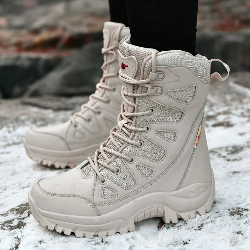 Hiver femmes haut de gamme en plein air en cuir en peluche chaussures de randonnée Trekking femme bo
