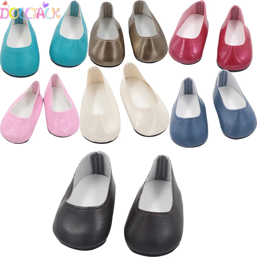 Chaussures de poupée simples et bon marché de 7cm, bottes faites à la main pour bébé américain de 18