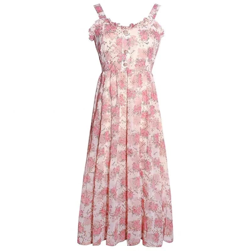Robe mi-longue sans bretelles pour femmes, Vintage, imprimé Floral, Style français, tenue de soirée 