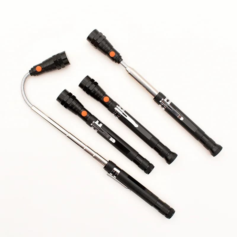 Lampe de poche Portable à 3 LED, torche à tête Flexible avec aimant, lampe télescopique Flexible, ou