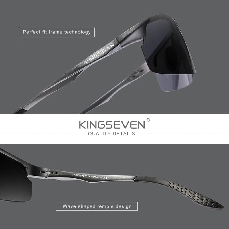 Véritable KINGSEVEN polarisé hommes lunettes de soleil en aluminium conduite miroir lentille mâle lu