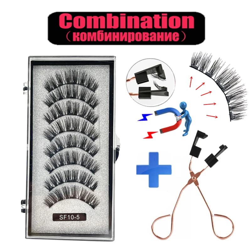 8 pièces, 2 paires de faux cils magnétiques 3D, cils magnétiques, outils de maquillage, extensions d