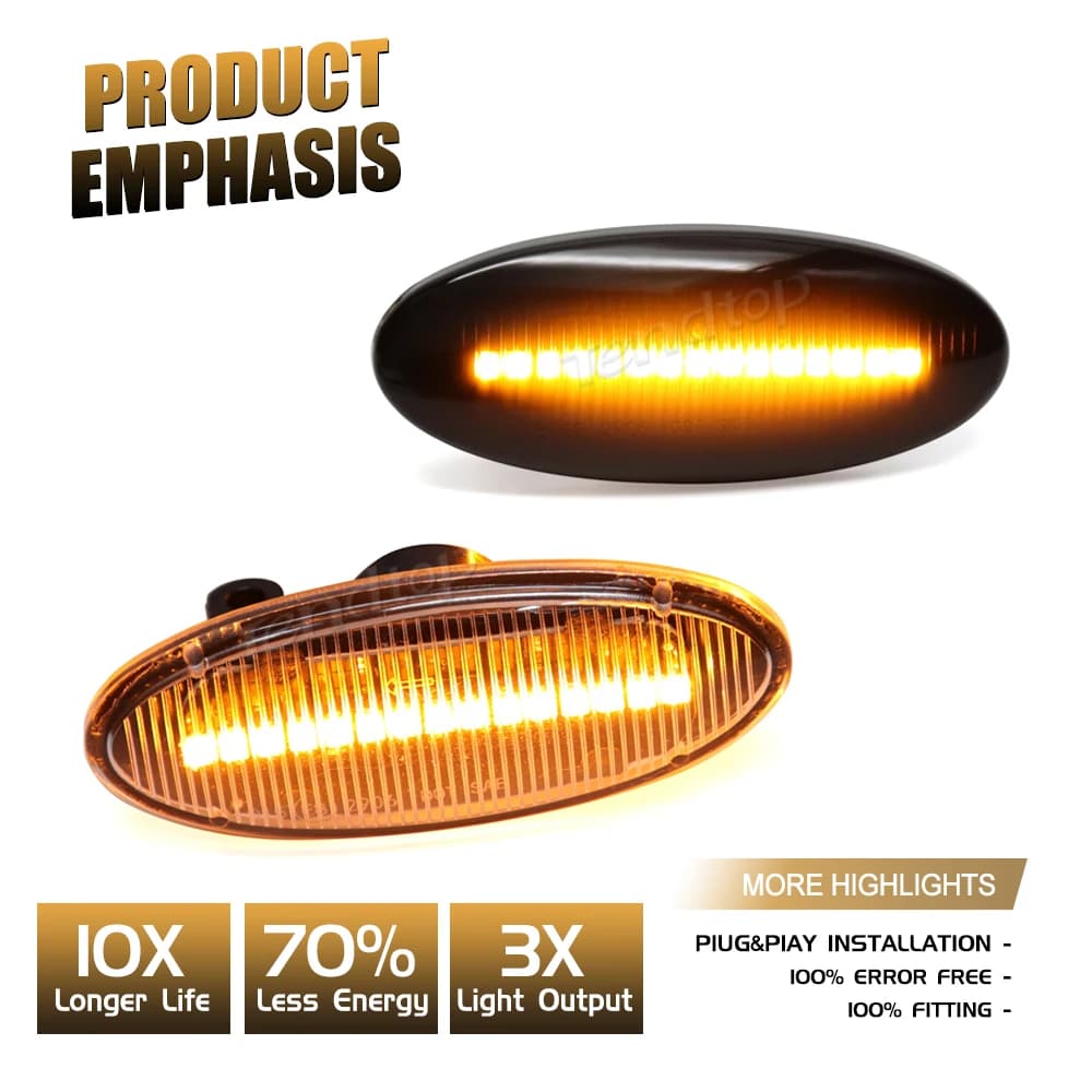 Clignotant ociamique LED pour Voiture, 2 Pièces, pour Nissan Juke F15 Micra K12 K13 Nissan Note E11