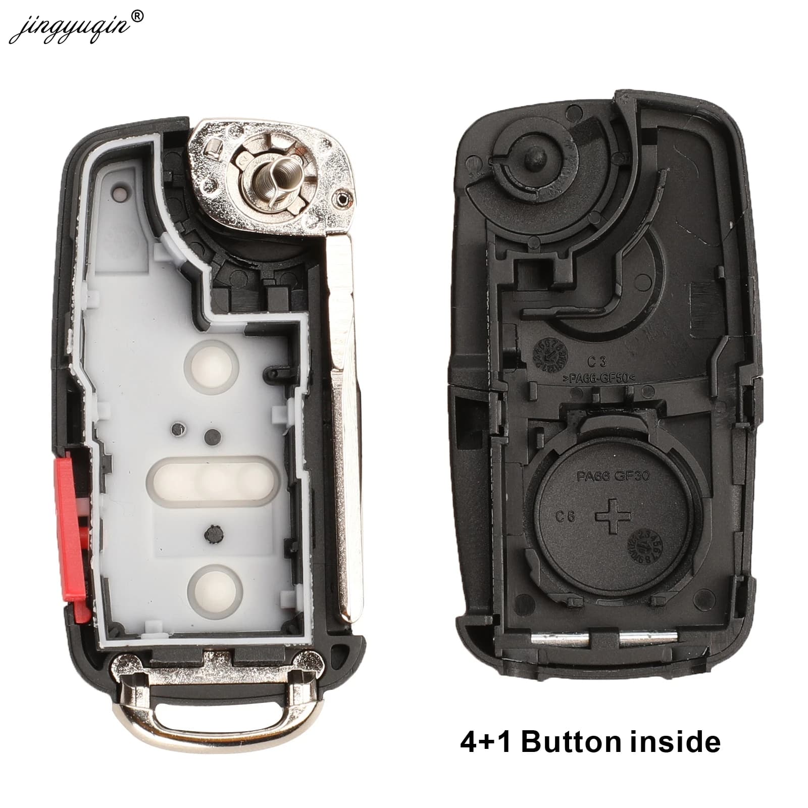 Jingyuqin 10 pièces 2/3/4 bouton pliant coque de clé à distance pour VW Tiguan Golf Sagitar Polo MK6