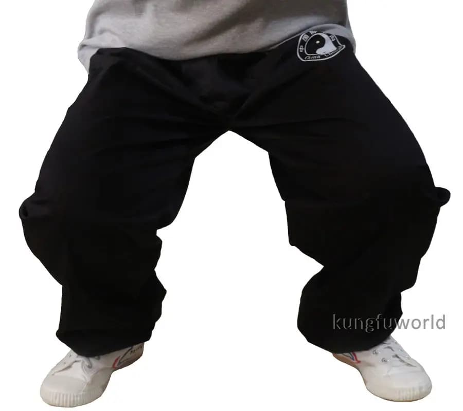 Pantalon en sergé de coton noir Chenjiagou pour Tai Chi, Kung Fu, Wushu, arts martiaux, Wing Chun, Q