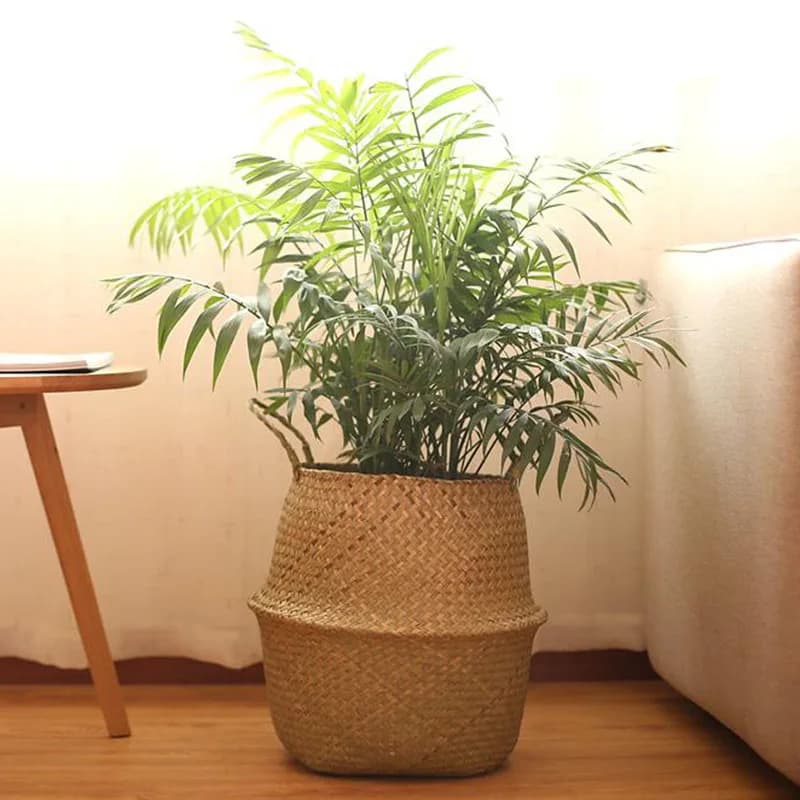 Tissé sale stockage jonc de mer osier rotin suspendu Pot de fleur plante organisateur jardin Gadgets