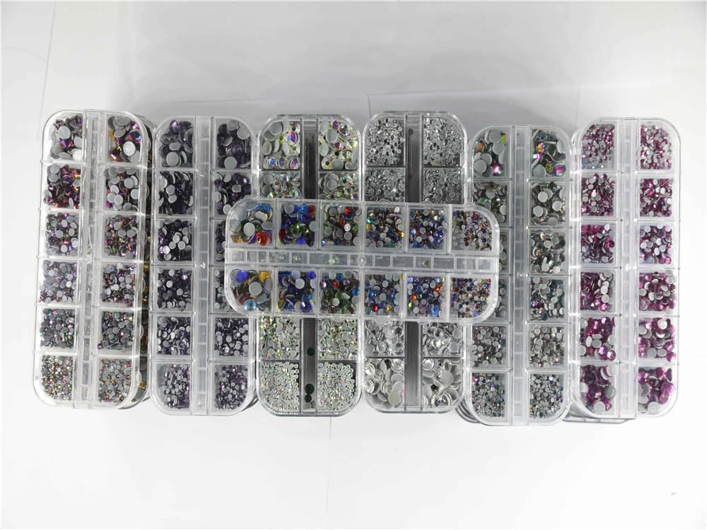 Ensemble de Strass correcteurs à chaud, 12 grilles, 1000 pièces, mélange de tailles, pierre à dos pl